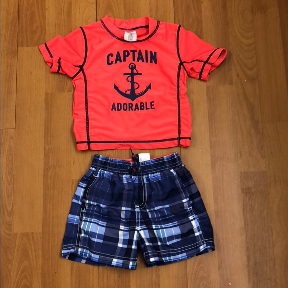 Carter’s Swim Trunks and Rash Guard set  18M